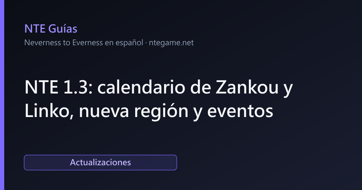 NTE 1.3: calendario de Zankou y Linko, nueva región y eventos